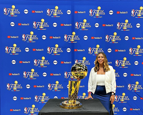 Angelina with the NBA finals trophy